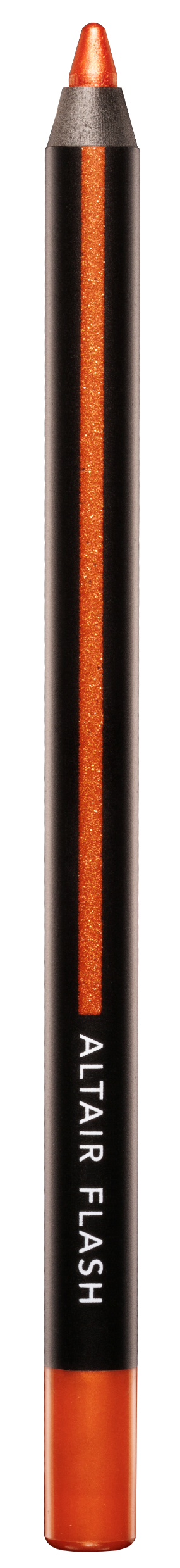 En svart och orange kosmetisk penna med orden "ALTIAIR FLASH" skrivet på den.