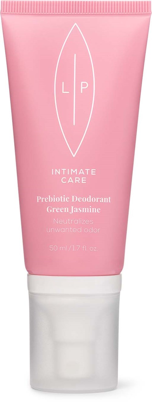 Rosa Tube mit Intimg Pflege Prebiotischer Deodorant mit grünem Jasmin Duft, 50 ml.