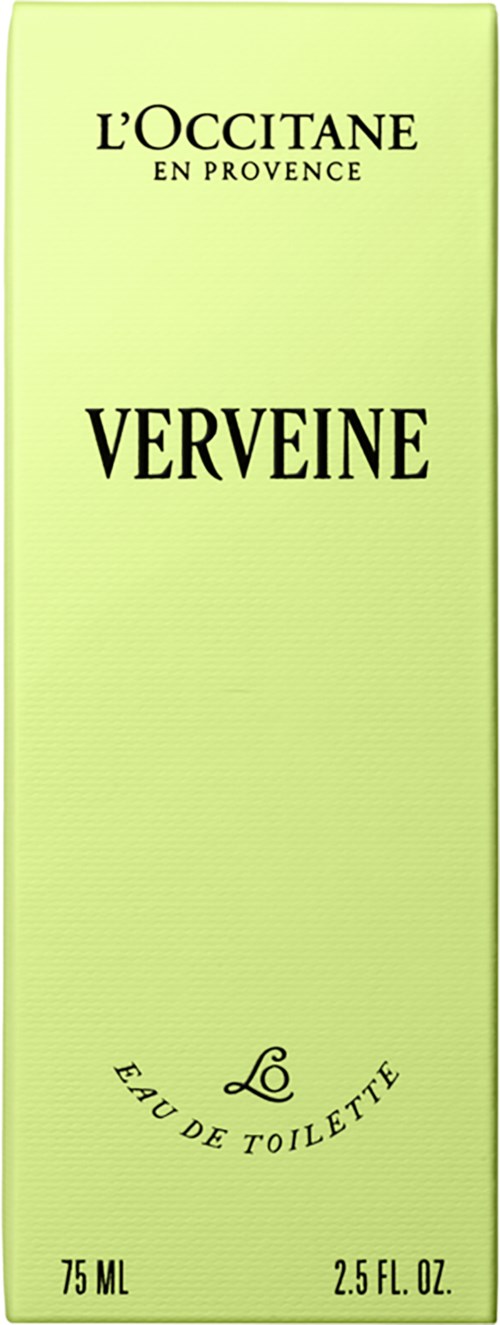 L'Occitane Verveine parfumdoos in lichtgroene kleur met zwarte tekst.