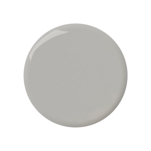 En grå, glänsande boll med reflekterande yta och slät struktur.