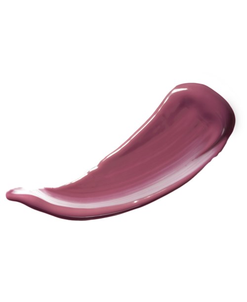 En kladd av rosa-lila läppstift eller makeupprodukt med glansig finish på vit bakgrund.
