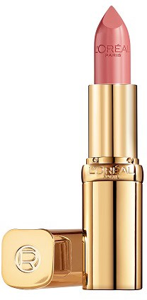 En rosa läppstift i ett guldfodral med 'L'Oréal Paris' skrivet på.