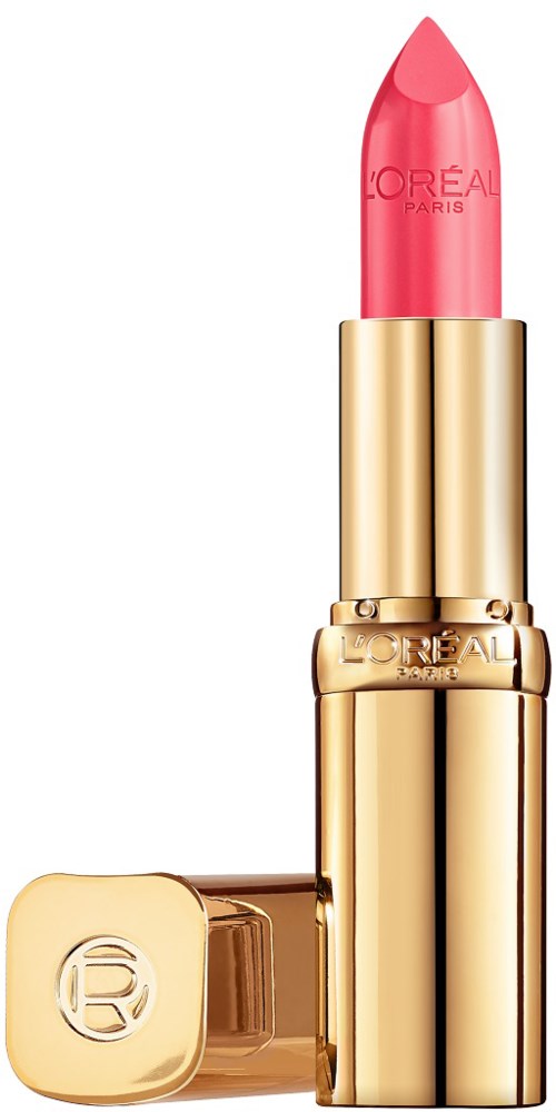 Ett rosa läppstift i ett guldhölje med varumärket L'Oréal Paris skrivet på det.