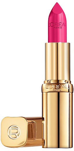 Gold and pink lipstick with L'Oréal branding in a gold case.
