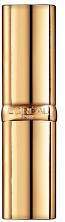 Gold-colored, cylindrical lipstick tube with 