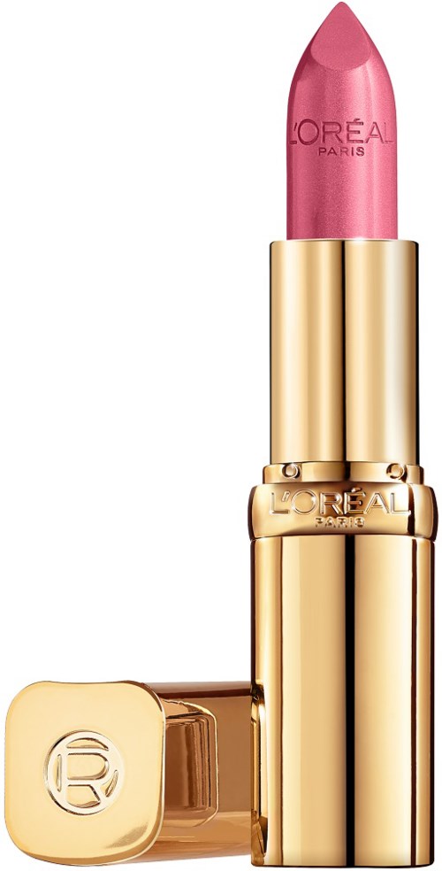 En rosa läppstift med ett guldhölje och märket L'Oreal på.