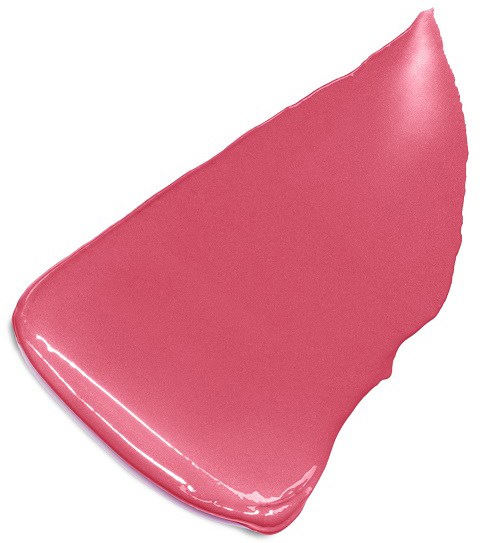 En rosa, glansig läppstiftssminkning med spetsig ände, ser slät och glänsande ut.