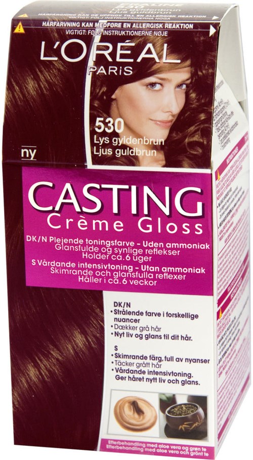 L'Oréal Casting Crème Gloss hårfärg förpackning med en kvinna och produktinformation.