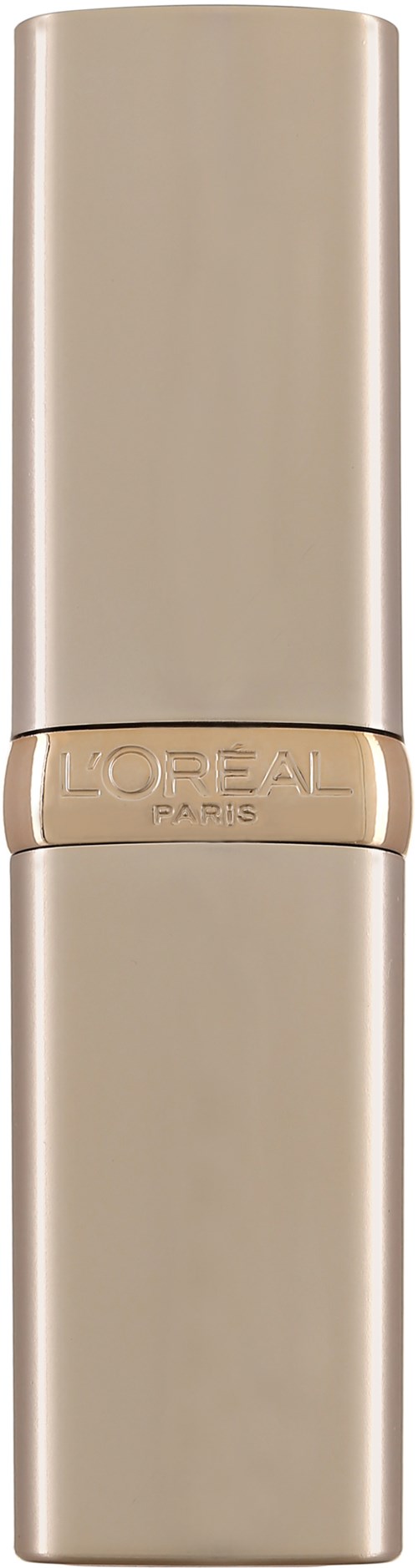 En beige cylindrisk behållare med en band i mitten och ordet "L'OREAL" på den.