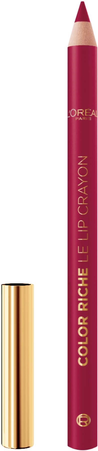 Ein rosa Lippenstiftstift mit goldener Kappe und der Aufschrift "Color Riche Le Lip Crayon".