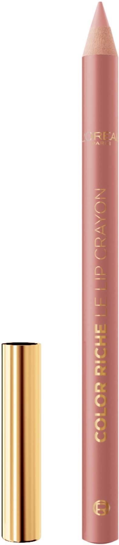 Ein rosa Bleistift mit goldener Schrift und Goldkappe, steht aufrecht.