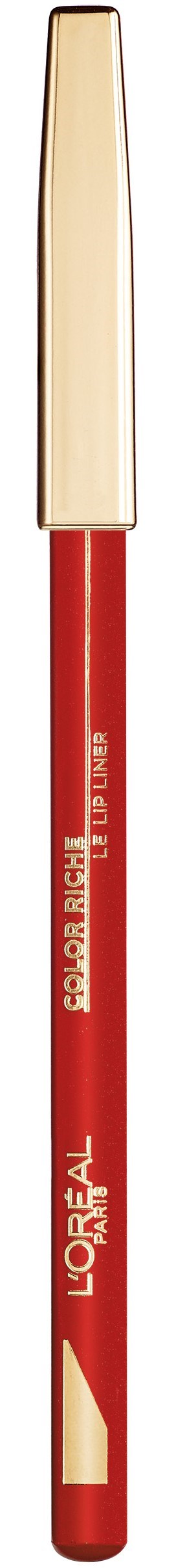 En röd och beige L'Oréal läppenna med gulddetalj.