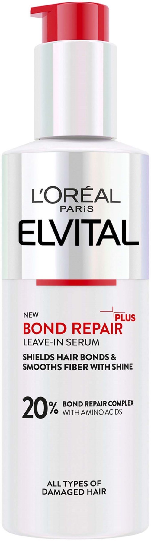 L'Oréal Elvital Bond Repair jätettäväseerumi vaurioituneelle hiukselle, vahvistaa ja kiillottaa. Sisältää 20 % bond repair -kompleksin.