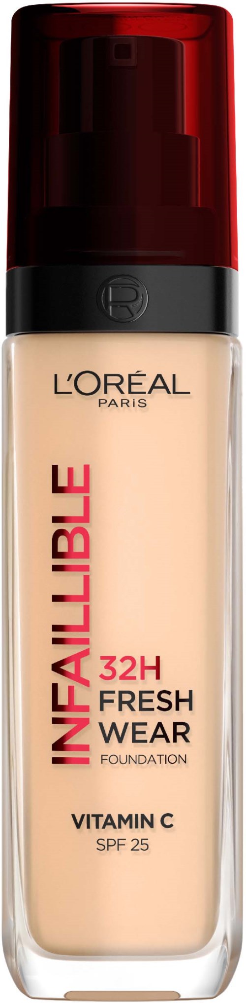 Een flesje L'Oréal Infallible Fresh Wear Foundation met vitamine C en SPF 25.
