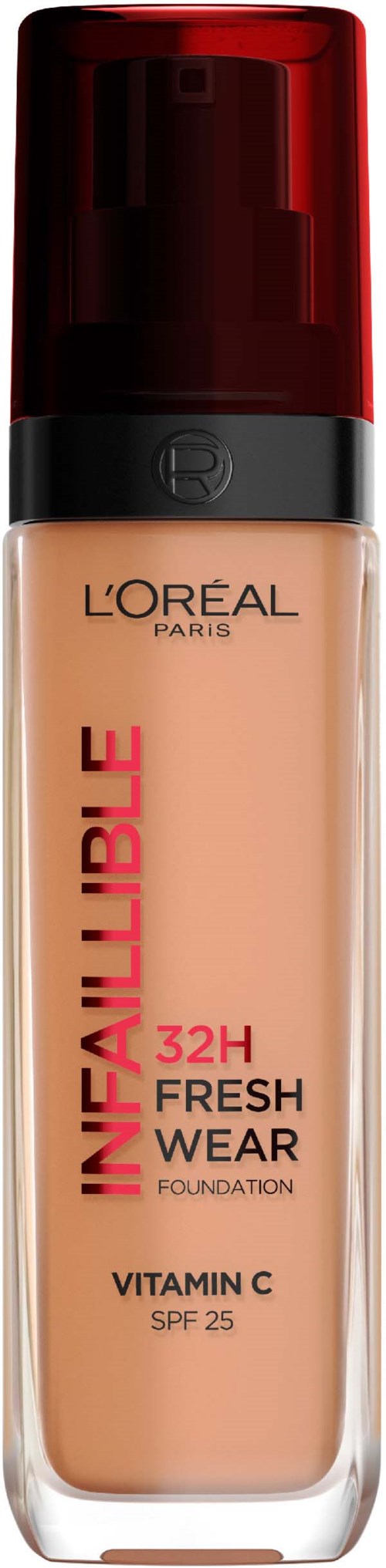 L'Oréal foundationflaska för Fresh Wear, innehåller C-vitamin, SPF 25 och håller i 32 timmar.
