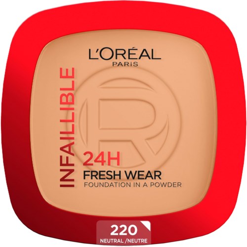 Kompatibler Make-up-Behälter mit L'Oréal-Branding, Beschriftung 'Infallible 24H Fresh Wear', Ton 220 neutral.