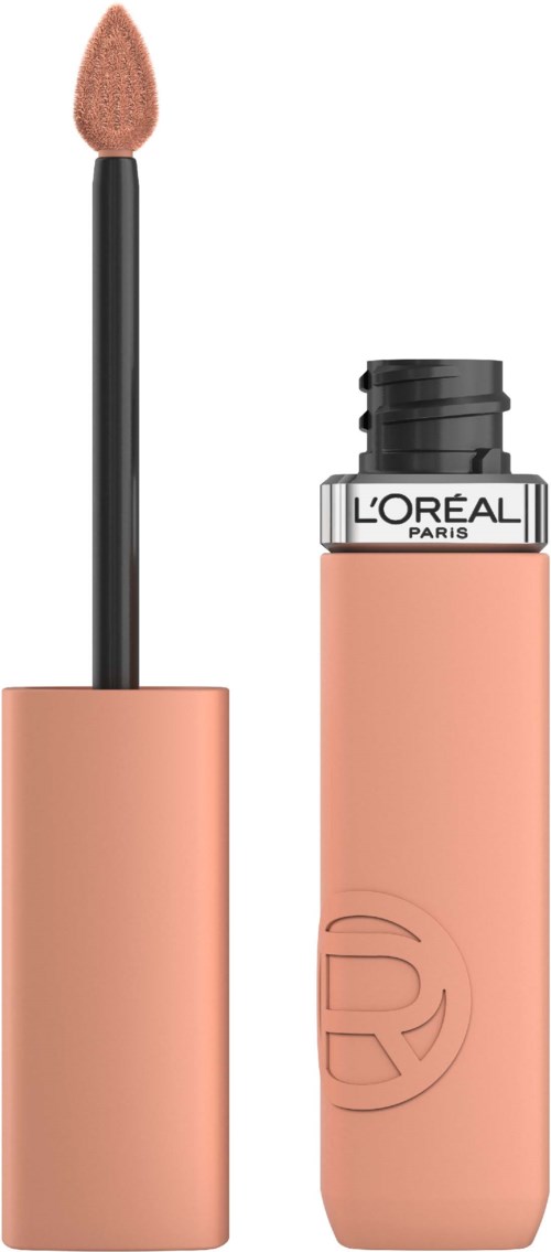 Lippengloss Tube mit Applikator, beschriftet L'Oreal Paris, rosa Farbe.