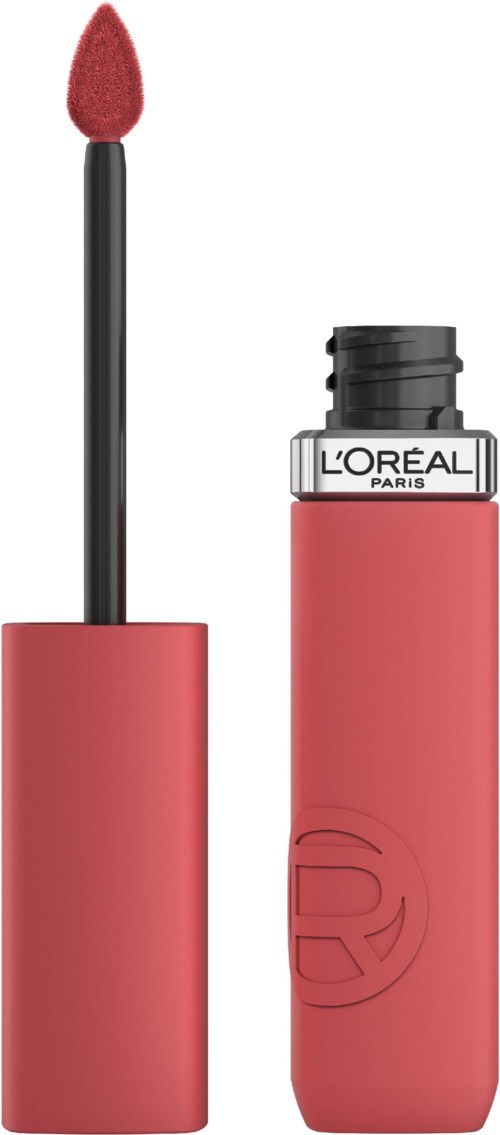 Lippenpflege mit rosa Hülle und Applikatorstab, Logo auf Flasche, kein Deckel sichtbar.