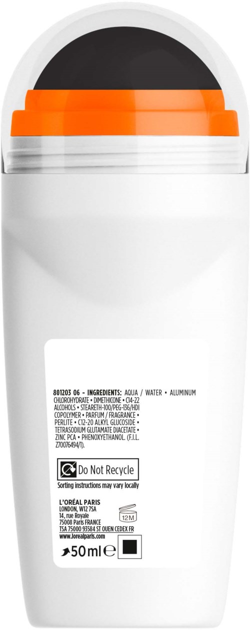Shampoopullo, jossa oranssi ja musta korkki, L'Oréal-logo ja tuotetiedot etikettissä.