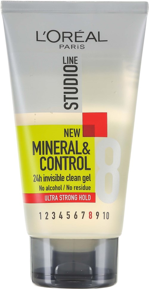 Tuba żelu L'Oréal Studio Line Mineral & Control, mocne utrwalenie, bez alkoholu, niewidoczne przez 24 godziny.