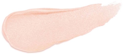 Ein weiches rosa Make-up-Produkt, möglicherweise Foundation oder Concealer, verteilt in Pinselstrich-Form.