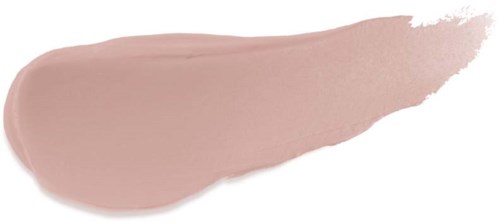 Eine hellbeige oder hautfarbene Make-up-Probe auf weißem Hintergrund.