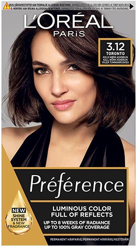 En L'Oréal Paris-annons med en kvinna med axellångt mörkbrunt hår och naturlig makeup.