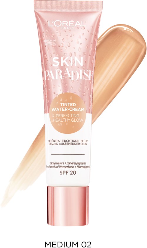 L'Oréal Skin Paradise getinte watercrème met SPF 20 voor een gezonde glans en hydratatie.