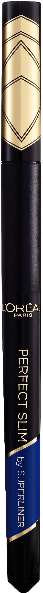 Een zwarte eyeliner potlood met gouden details en de tekst "PERFECT SLIM".