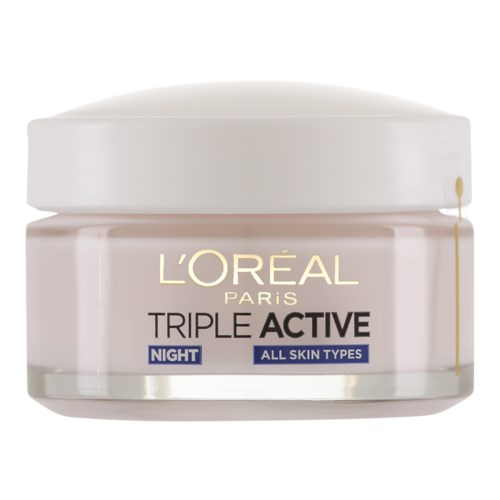 Een pot L'Oréal Paris Triple Active Night voor alle huidtypen.