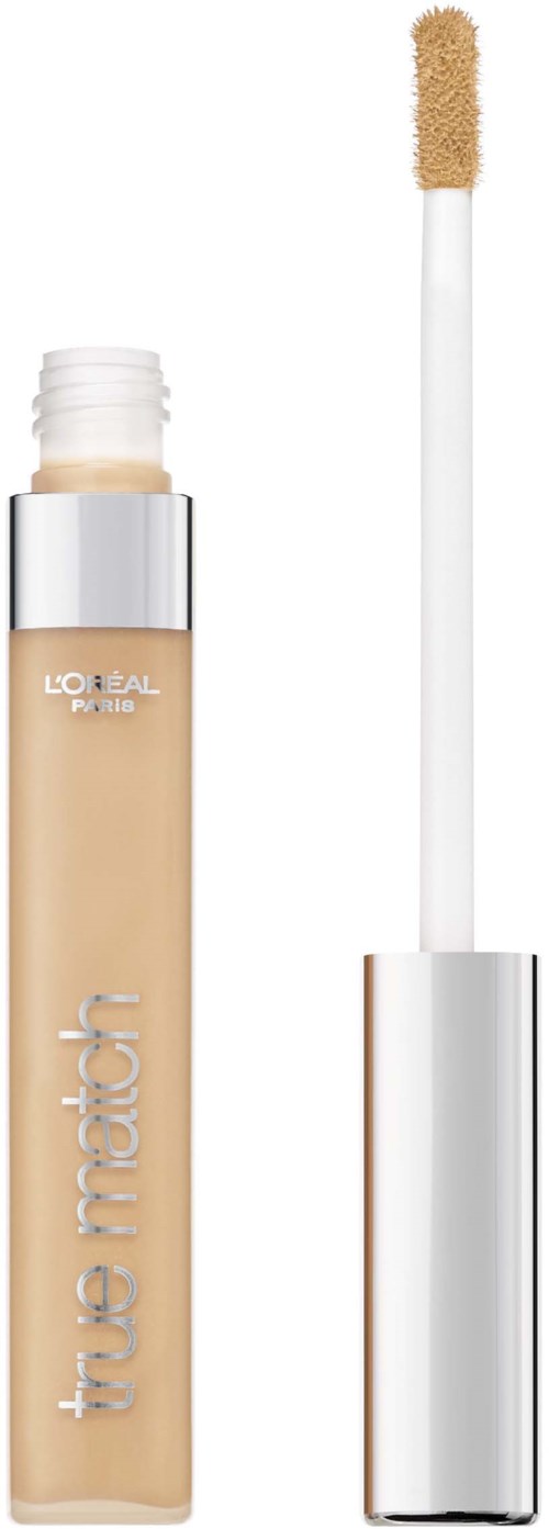 Lippenlack oder flüssiger Lippenstift in einer klaren Tube mit beiger Farbe und weißem Applikator.