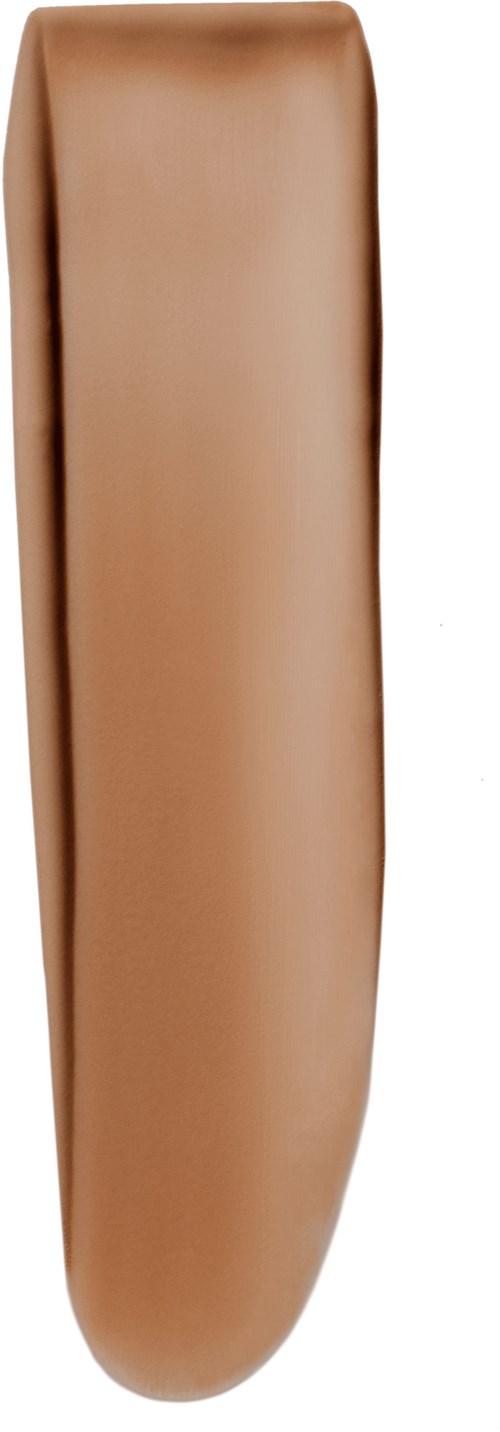 Ett långt, brunt konstgjort ben med slät yta och rund fot. Det står upprätt och har en enkel design.