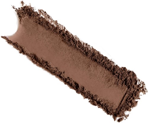 Ett brunt pulver i en rektangulär form med ojämna kanter, troligen ögonskugga eller makeup.