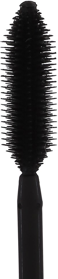 A black hairbrush with a round shape and many bristles, used for hair styling.