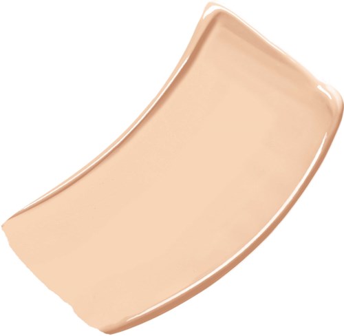 En beige, böjd förpackning för makeup eller hudvårdsprodukt med slät yta.