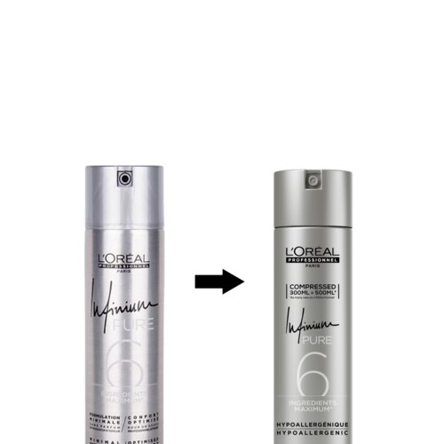 Een fles Loreal-shampoo met een label, toont verandering na gebruik.