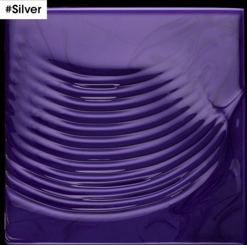 A shiny purple box with a layered, circular pattern and the word 'Silver' in the corner.