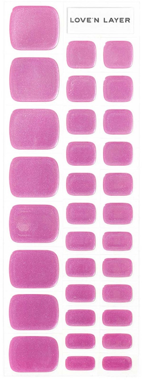 A sticker sheet with pink square and rectangle stickers, labeled 'LOVE'N LAYER'.