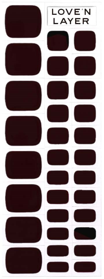Sheet of nail stickers with different square shapes and sizes, labeled "LOVE N LAYER" at the top.