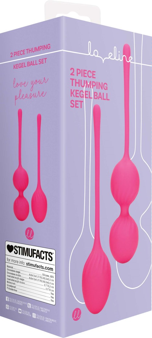 Pinkes Zweiteiliger Kegelball-Set in Verpackung mit Schnur und Produktinformationen. Für Beckenübungen.