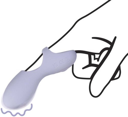 Eine weiße Computermouse, die wie eine Hand geformt ist und auf ein Touchscreen-Diagramm zeigt und klickt.