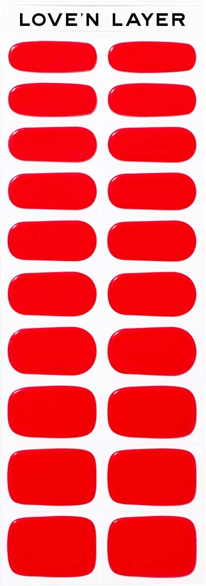 A sticker sheet with red oval-shaped stickers and the words 'LOVE'N LAYER' at the top.