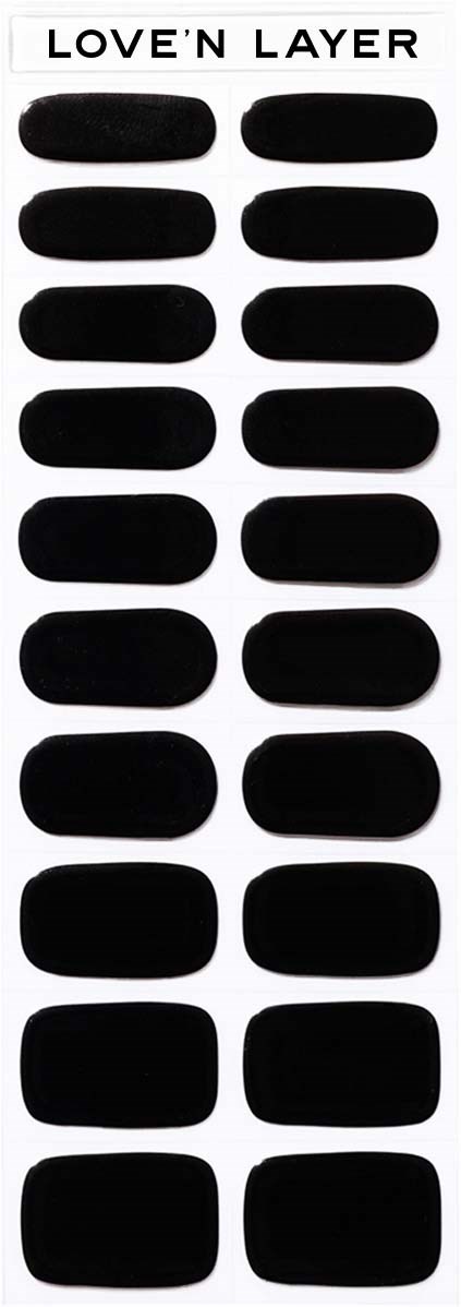Sheet with twenty black oval stickers labeled 'LOVE'N LAYER'.