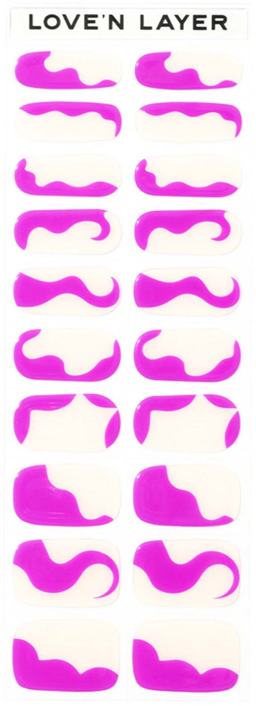 A sticker sheet with pink and white wave-shaped stickers, titled 'Love'n Layer', arranged in two columns.