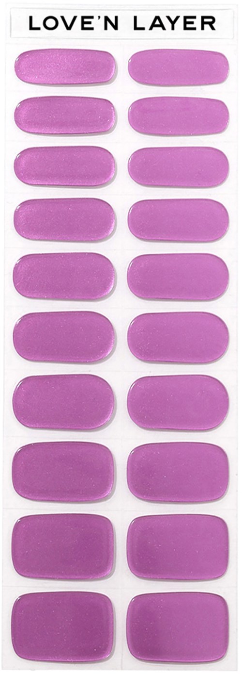 Pink nail wraps with 12 oval-shaped stickers arranged in two columns, labeled 'LOVE'N LAYER'.