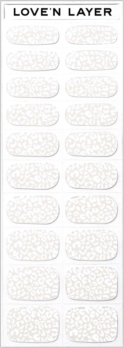 A sheet with multiple adhesive labels titled "LOVE'N LAYER," each with different patterns inside.