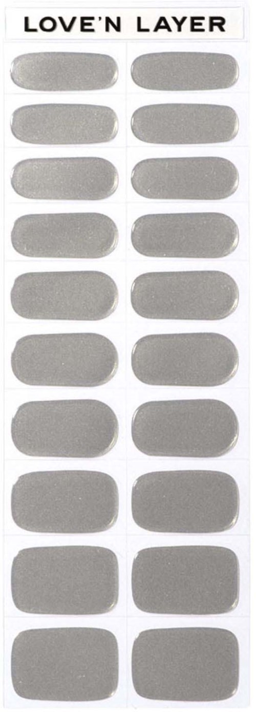 A sticker sheet with heart-shaped patches labeled "Love'n Layer." Each patch is a different size in a vertical arrangement.