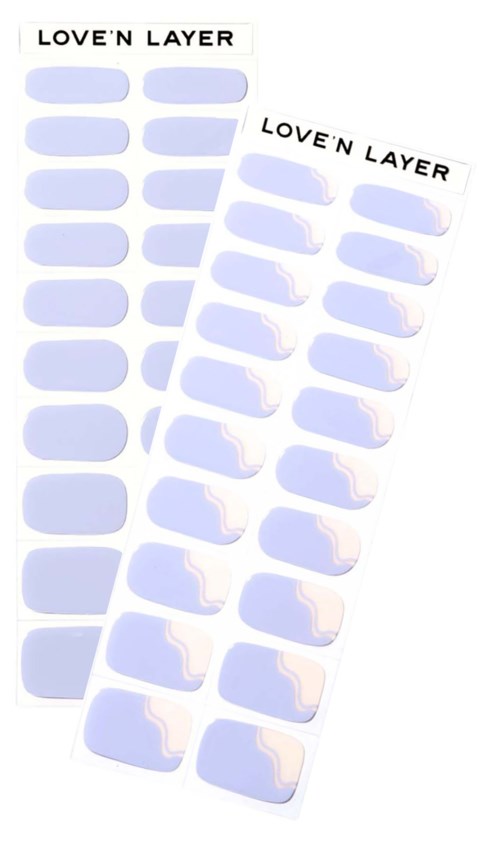 Two sheets of light purple and white stickers labeled 'LOVE'N LAYER.'