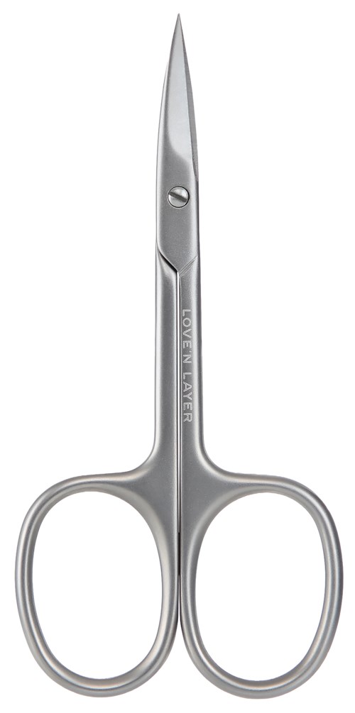 Small silver scissors with rounded handles and a sharp, pointed tip.