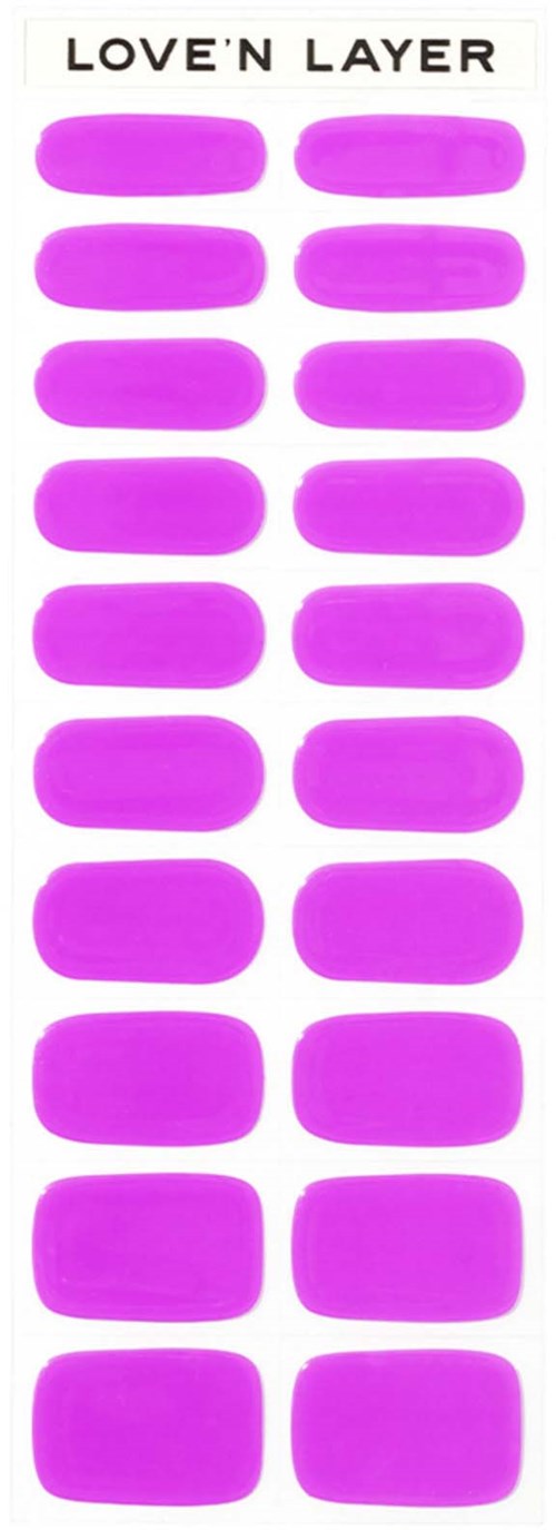 Strip of purple stickers labeled 'LOVE 'N LAYER' with multiple oval shapes.